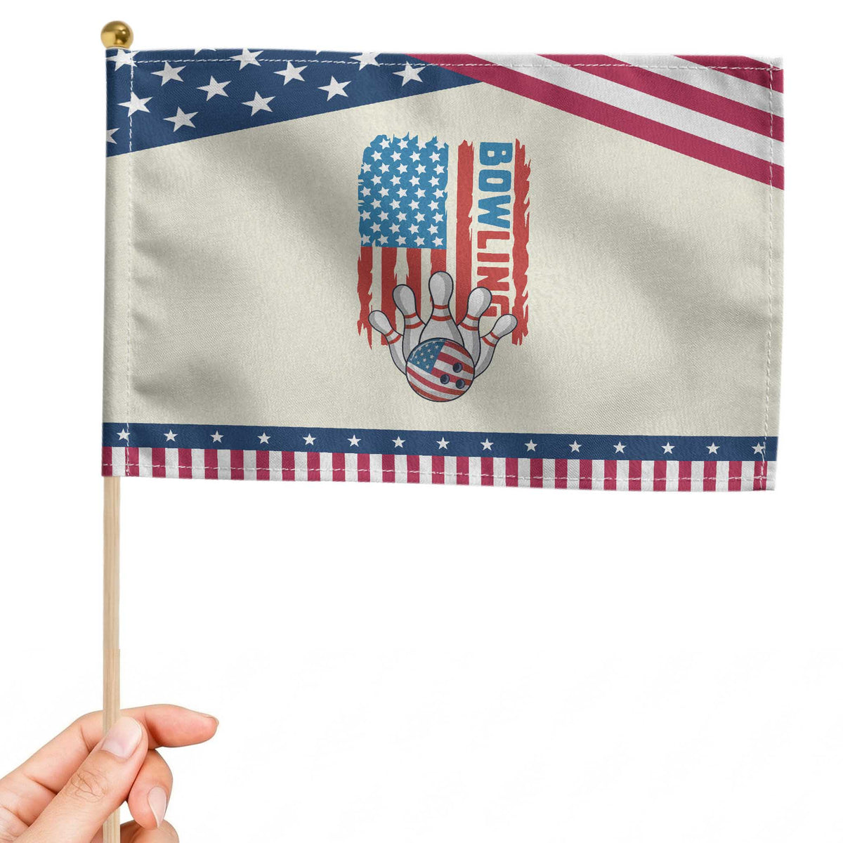 American Flag Patriotic Bowling Patriotic Handheld Flag Bowler Gift