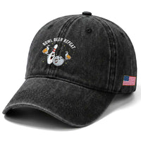 Funny Bowling Beer Lover Gift Washed Cotton Baseball Cap Bowl Beer Repeat