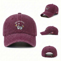 Funny Bowling Beer Lover Gift Washed Cotton Baseball Cap Bowl Beer Repeat