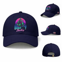Funny Bigfoot Bowling Vaporwave Gift Baseball Cap