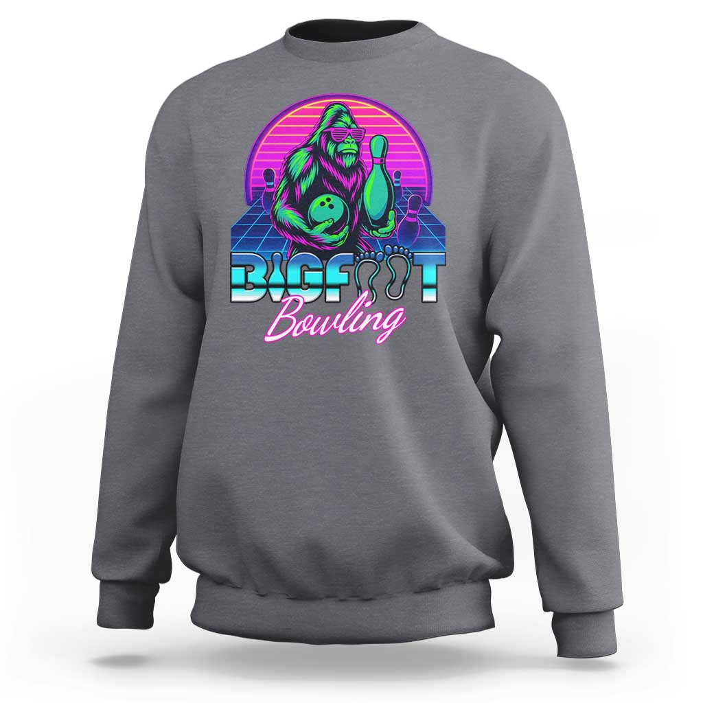 Funny Bigfoot Bowling Vaporwave Gift Sweatshirt - Wonder Print Shop