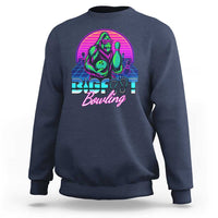 Funny Bigfoot Bowling Vaporwave Gift Sweatshirt - Wonder Print Shop