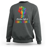 Christmas Lights Equal Rights Sweatshirt LGBT Hands Supporter Gift - Wonder Print Shop