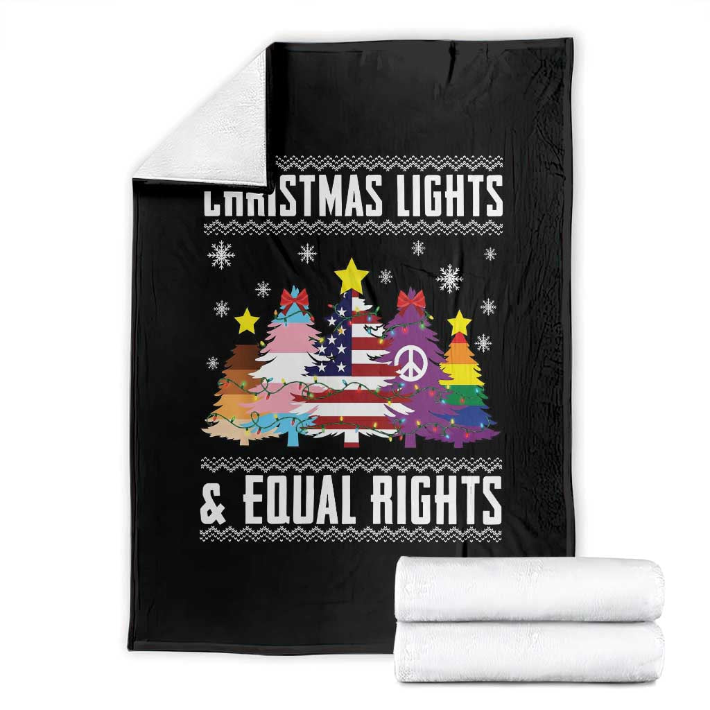 Xmas Lights Equal Rights Ugly Sweater Activism Gift Throw Blanket - Wonder Print Shop