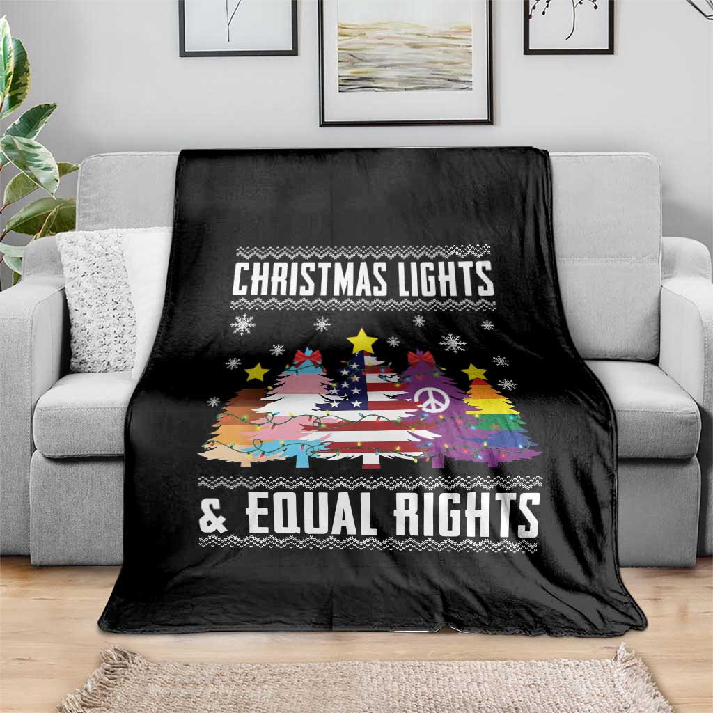 Xmas Lights Equal Rights Ugly Sweater Activism Gift Throw Blanket - Wonder Print Shop