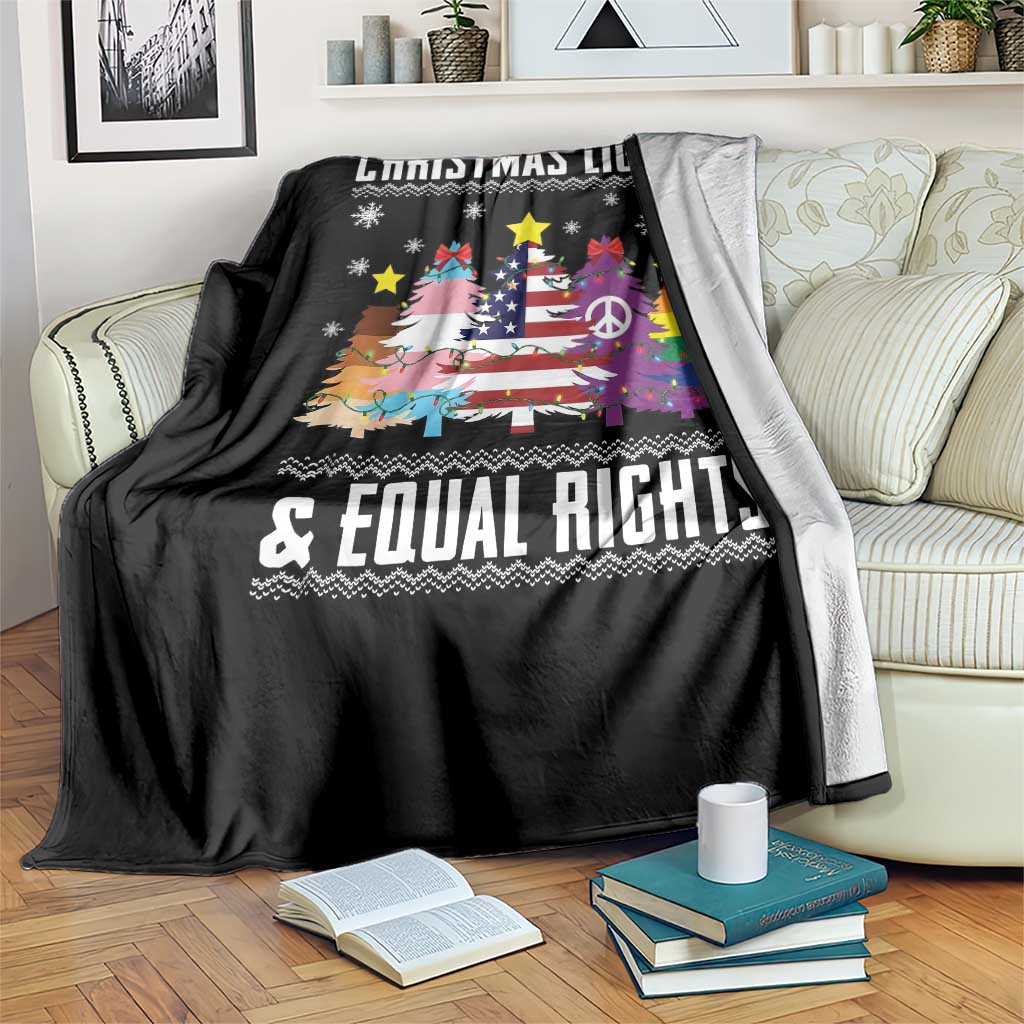 Xmas Lights Equal Rights Ugly Sweater Activism Gift Throw Blanket - Wonder Print Shop