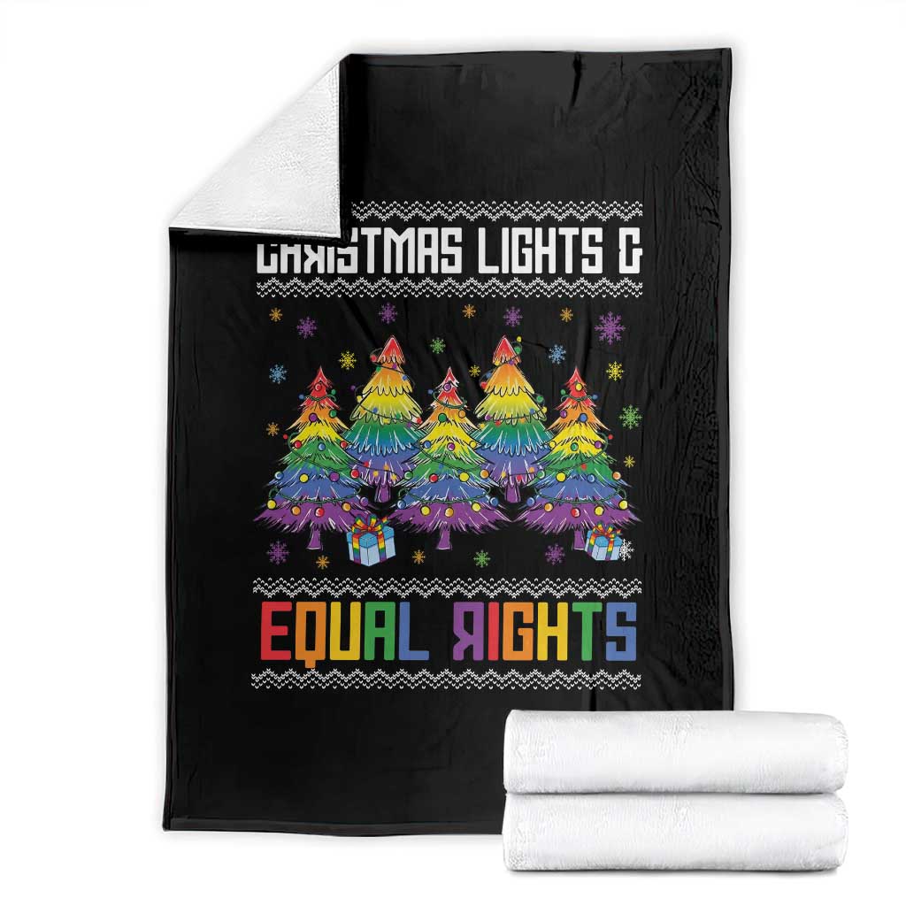 Christmas Equality Lights Ugly Sweater Throw Blanket Xmas Activism Gift - Wonder Print Shop