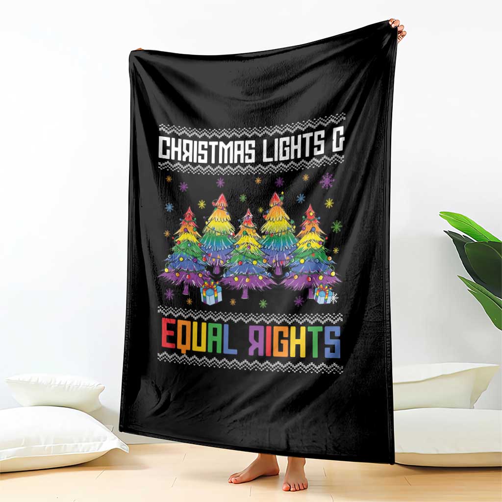 Christmas Equality Lights Ugly Sweater Throw Blanket Xmas Activism Gift - Wonder Print Shop