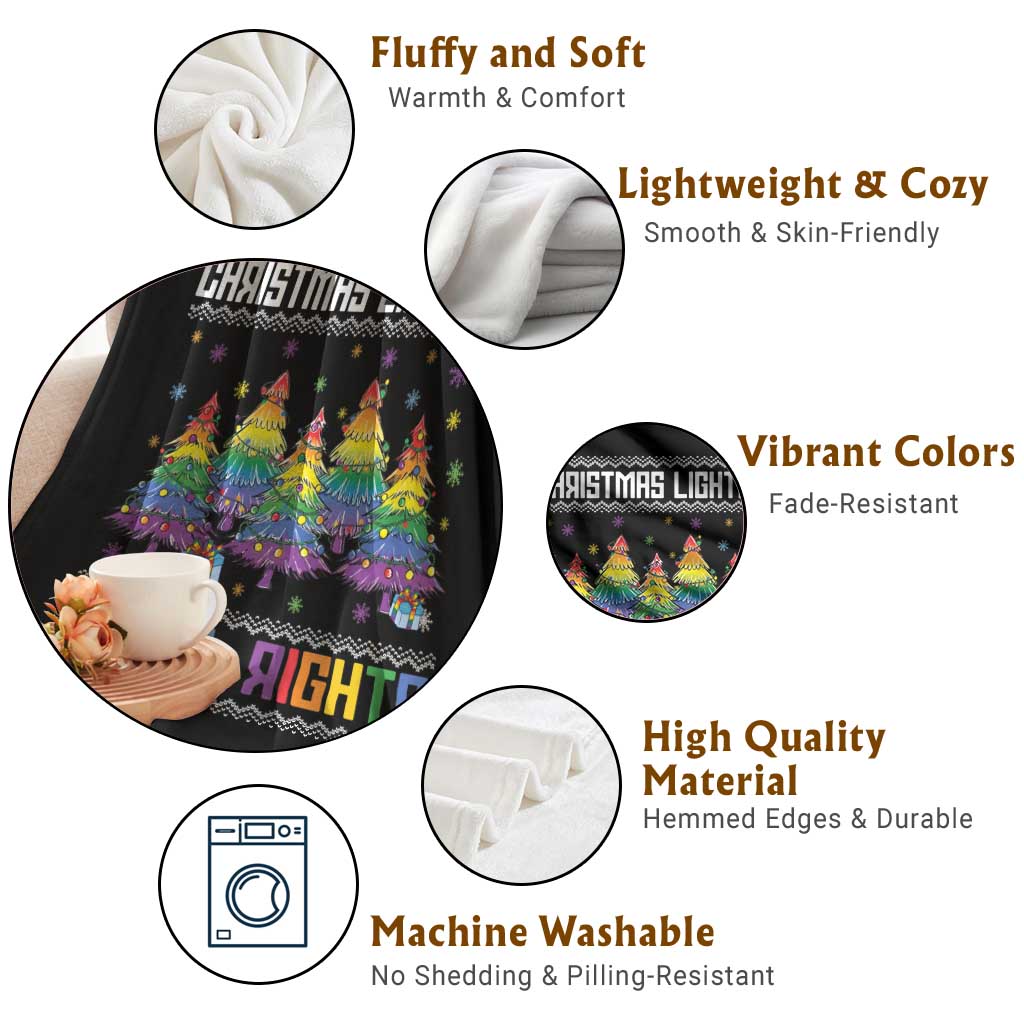 Christmas Equality Lights Ugly Sweater Throw Blanket Xmas Activism Gift - Wonder Print Shop
