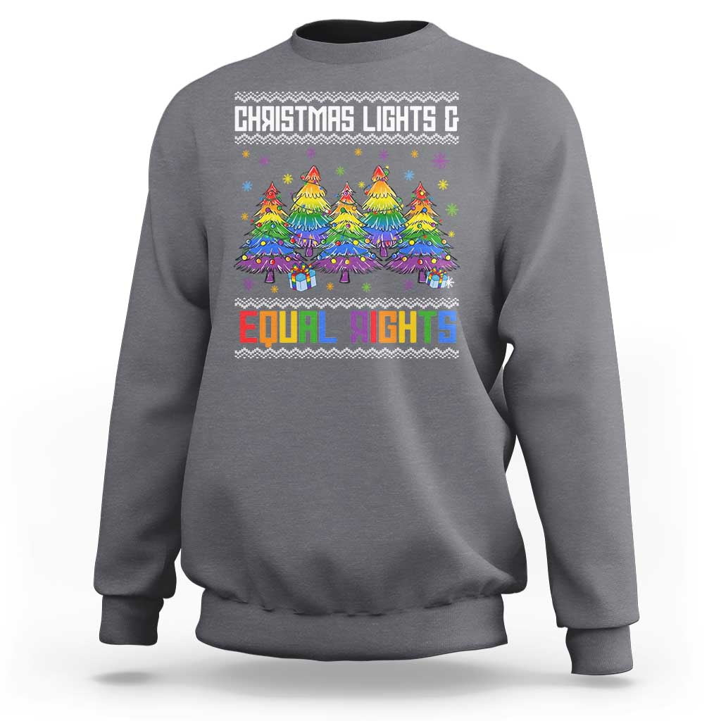 Christmas Equality Lights Ugly Sweater Sweatshirt Xmas Activism Gift - Wonder Print Shop
