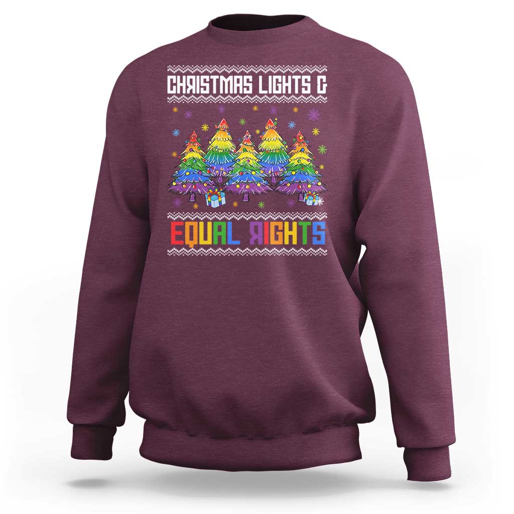 Christmas Equality Lights Ugly Sweater Sweatshirt Xmas Activism Gift - Wonder Print Shop
