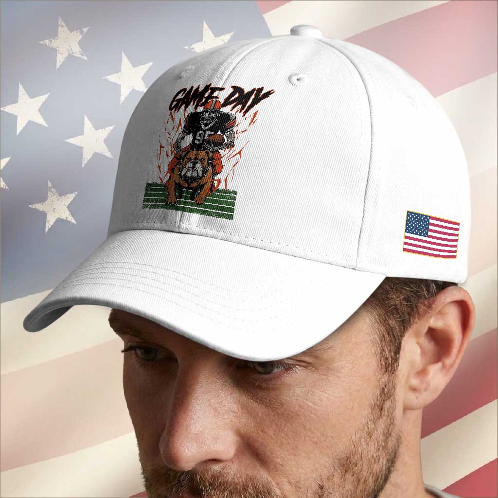 Funny Skeleton Playing Football Baseball Cap Game Day Gift