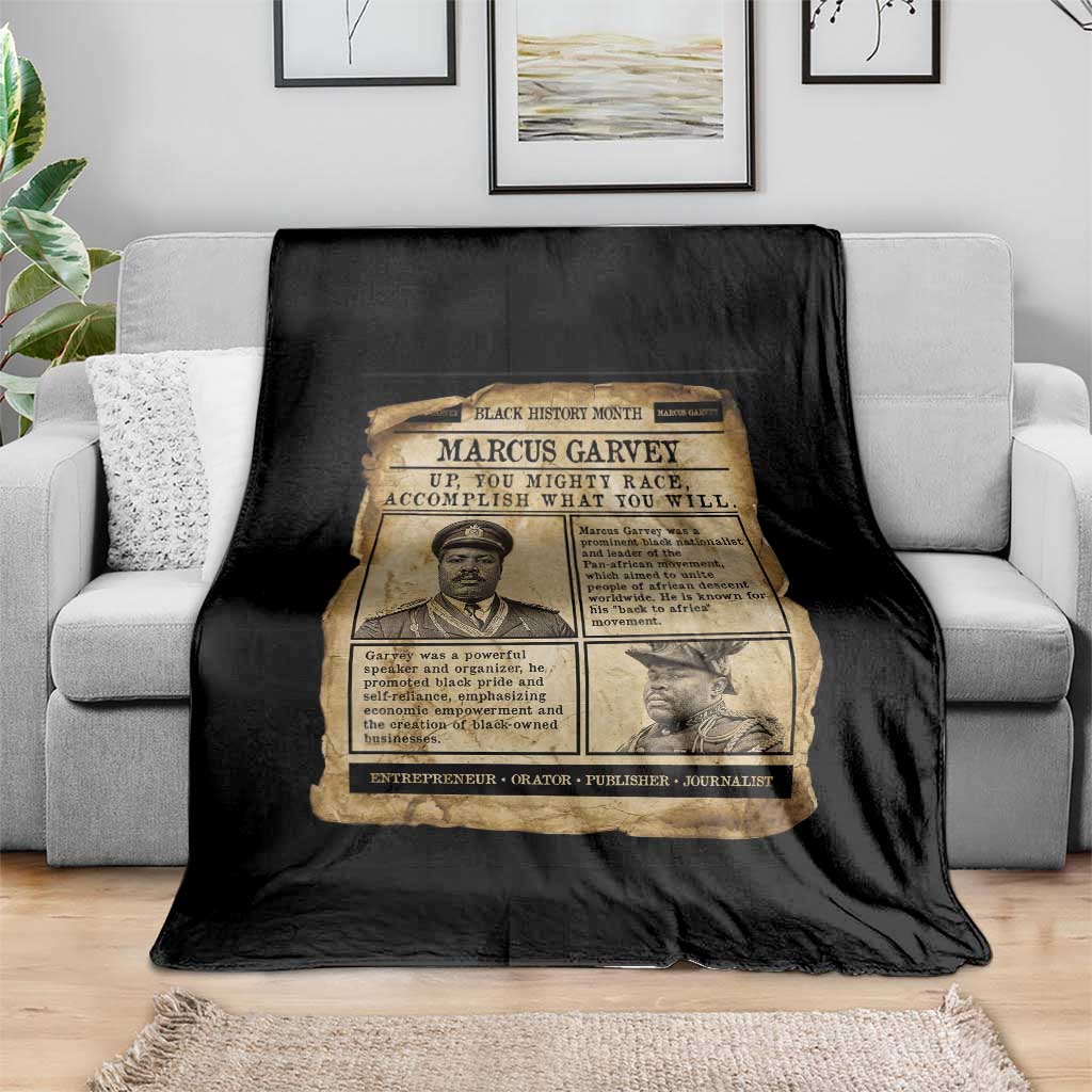 Vintage Newspaper Marcus Garvey Throw Blanket Up You Mighty Race Quote