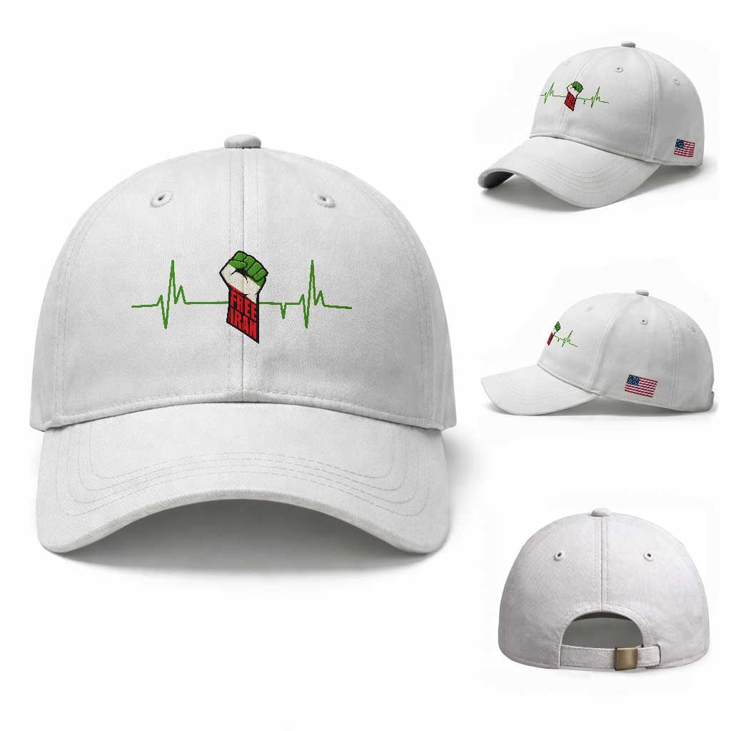 Free Iran Baseball Cap Patriotic Heartbeat Flag Movement Gift