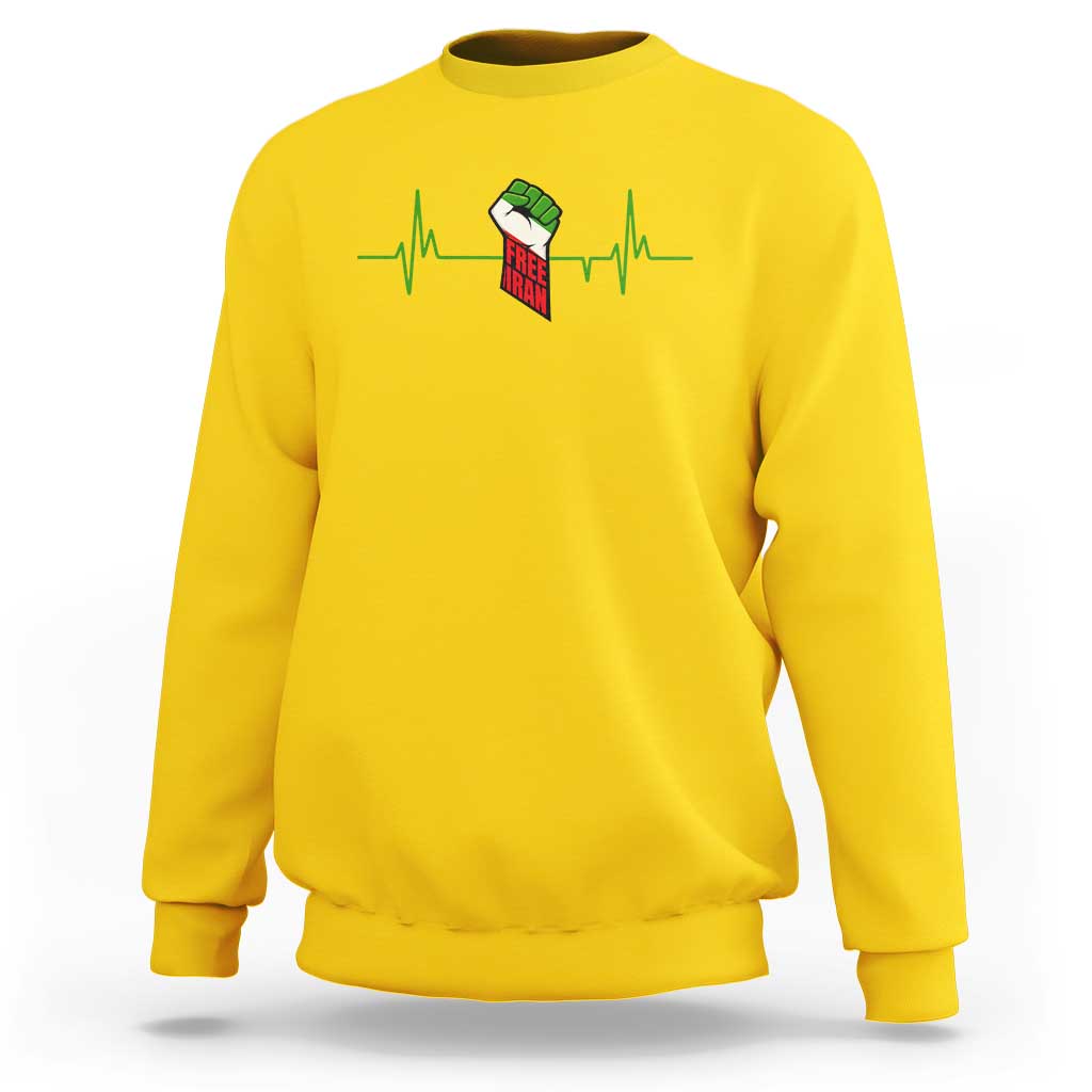 Free Iran Sweatshirt Patriotic Heartbeat Flag Movement Gift