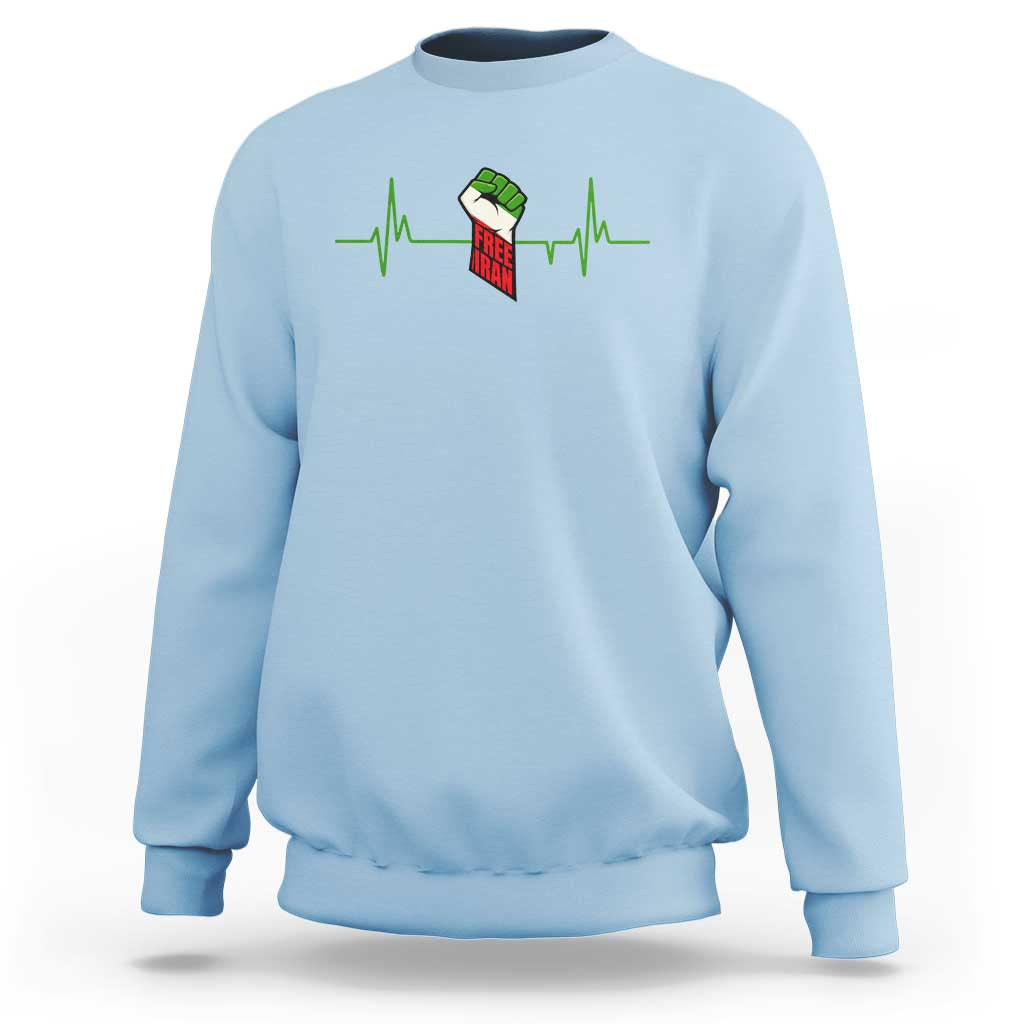 Free Iran Sweatshirt Patriotic Heartbeat Flag Movement Gift