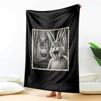 Funny Easter Bunny Selfie Mothman Egg Hunt Throw Blanket