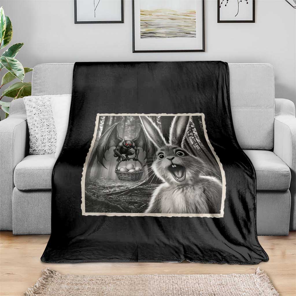 Funny Easter Bunny Selfie Mothman Egg Hunt Throw Blanket