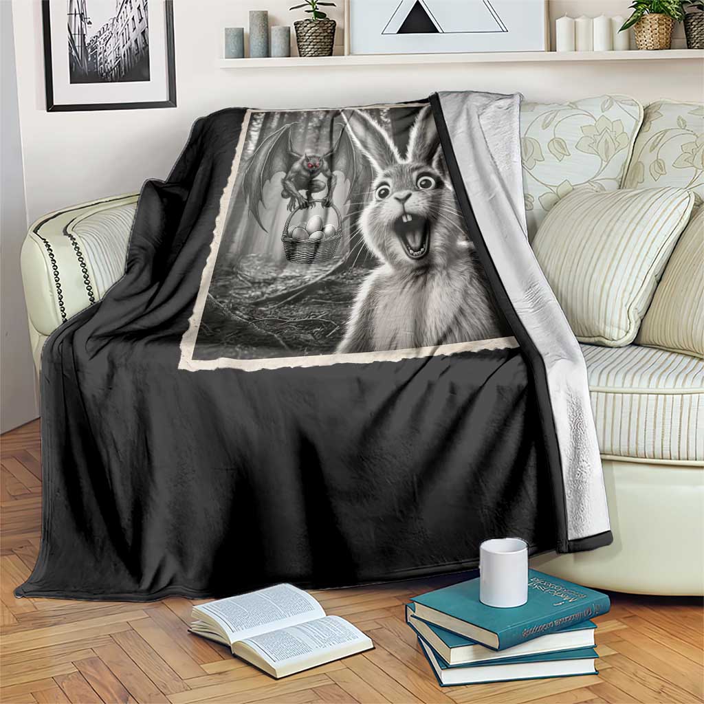 Funny Easter Bunny Selfie Mothman Egg Hunt Throw Blanket