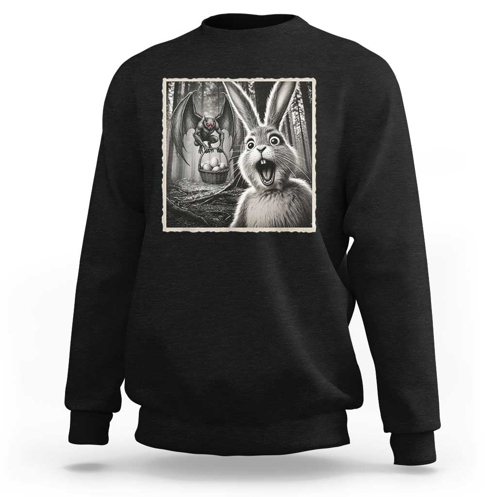 Funny Easter Bunny Selfie Mothman Egg Hunt Sweatshirt