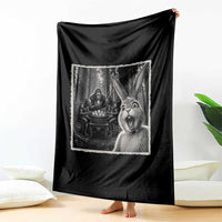 Funny Easter Bunny Selfie Throw Blanket Bigfoot Jersey Devil Chupacabra Egg Hunt