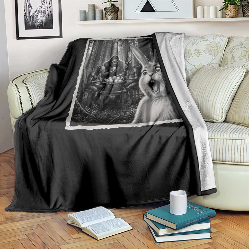 Funny Easter Bunny Selfie Throw Blanket Bigfoot Jersey Devil Chupacabra Egg Hunt