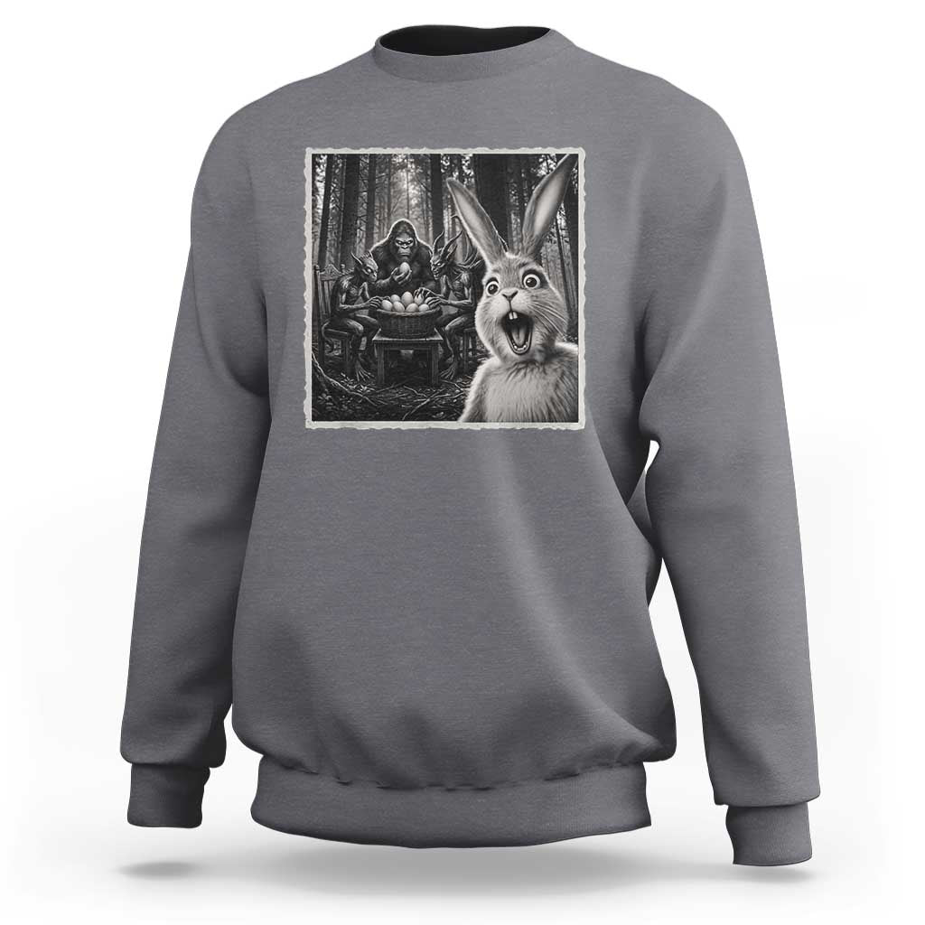 Funny Easter Bunny Selfie Sweatshirt Bigfoot Jersey Devil Chupacabra Egg Hunt