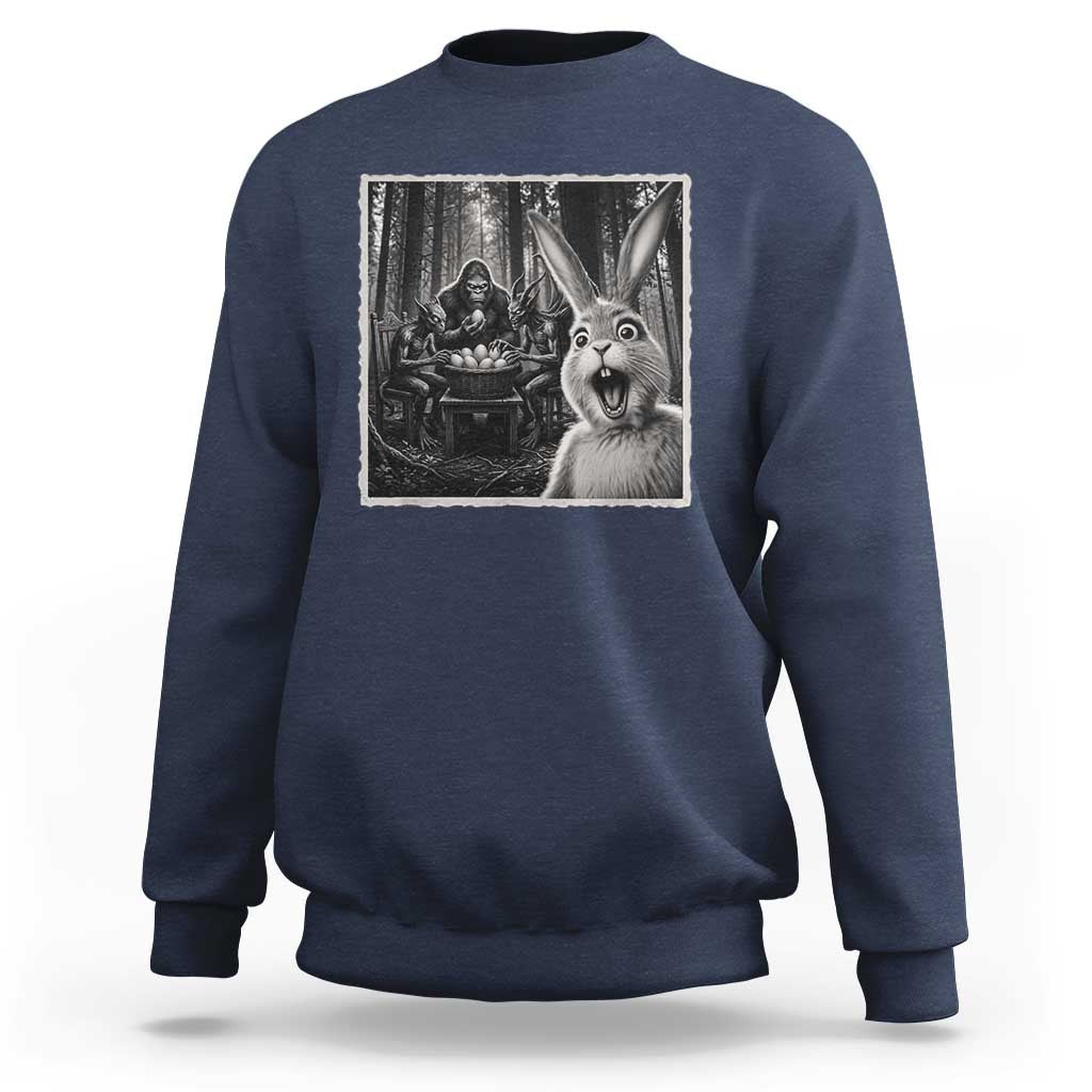 Funny Easter Bunny Selfie Sweatshirt Bigfoot Jersey Devil Chupacabra Egg Hunt