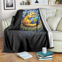Earth Day Throw Blanket Starry Night Cat Hugging Earth