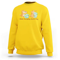Make Everyday Earth Day Sweatshirt Cute Cat Healing Planet Earth