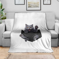 Cute British Shorthair Cat In Pocket Throw Blanket Cat Lover