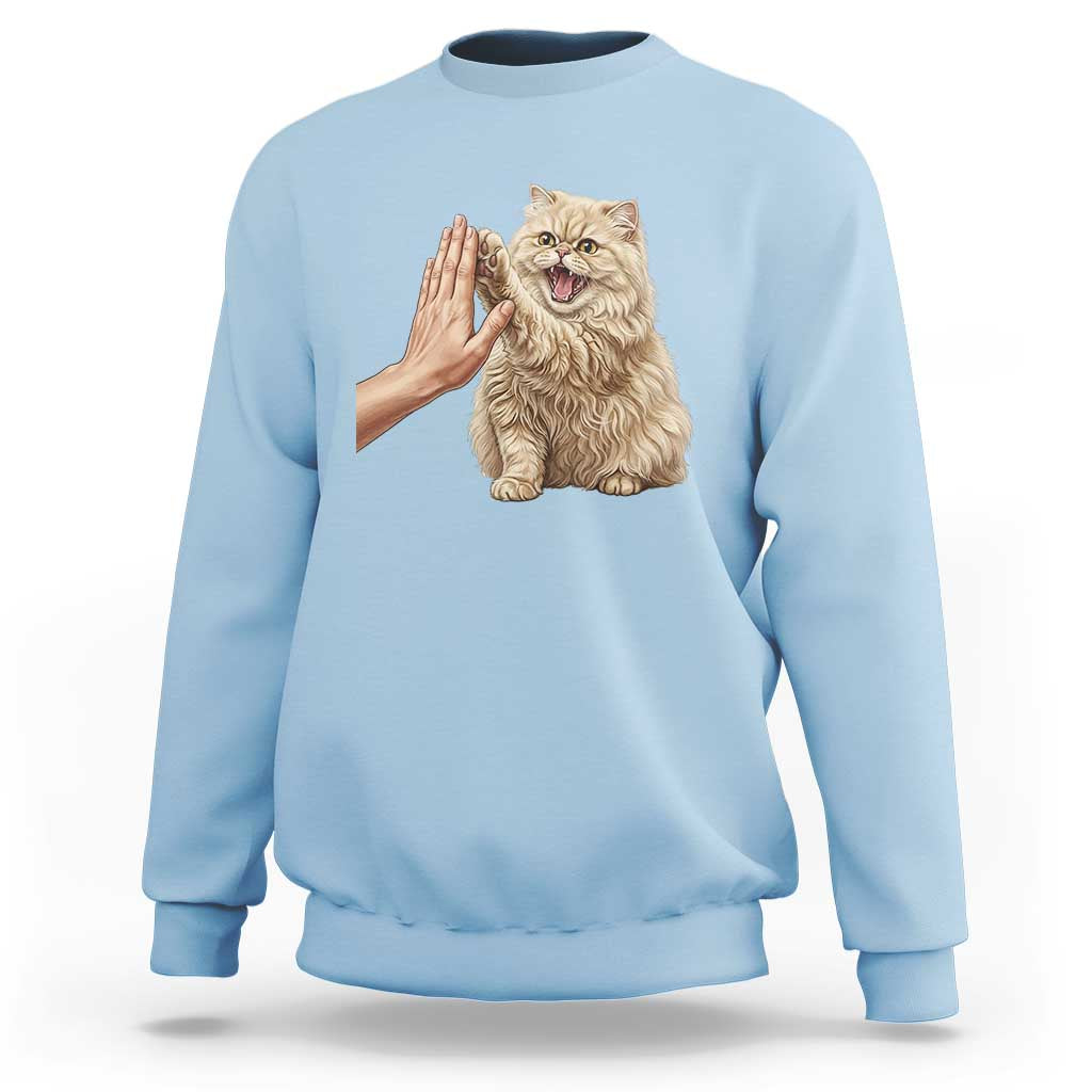 Cute Persian Cat High Five Sweatshirt Cat Lover