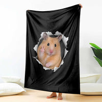 Funny Curious Hamster Peeking Through A Cracked Wall Meme Throw Blanket