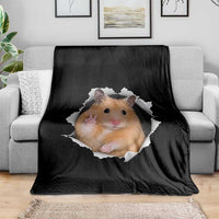 Funny Curious Hamster Peeking Through A Cracked Wall Meme Throw Blanket