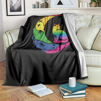 Rainbow Moon Cat Pride Throw Blanket LGBT Feline Graphic