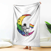 Rainbow Astronaut On The Moon LGBT Throw Blanket Spaceman Pride Month