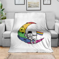 Rainbow Astronaut On The Moon LGBT Throw Blanket Spaceman Pride Month