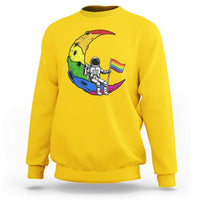 Rainbow Astronaut On The Moon LGBT Sweatshirt Spaceman Pride Month