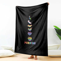 Purride Rainbow Cat Moon Cycles Throw Blanket LGBQT Pride Feline Space