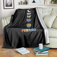 Purride Rainbow Cat Moon Cycles Throw Blanket LGBQT Pride Feline Space