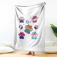 Funny Rainbow Paw Print Pride Throw Blanket LGBTQ Pet Lover
