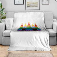 Christmas Rainbow Tree LGBTQ Support Throw Blanket Holiday Pride Gift
