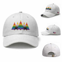 Christmas Rainbow Tree LGBTQ Support Baseball Cap Holiday Pride Gift