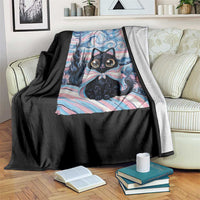Funny Transgender Cat Starry Night Throw Blanket LGBTQ Pride Support Gift