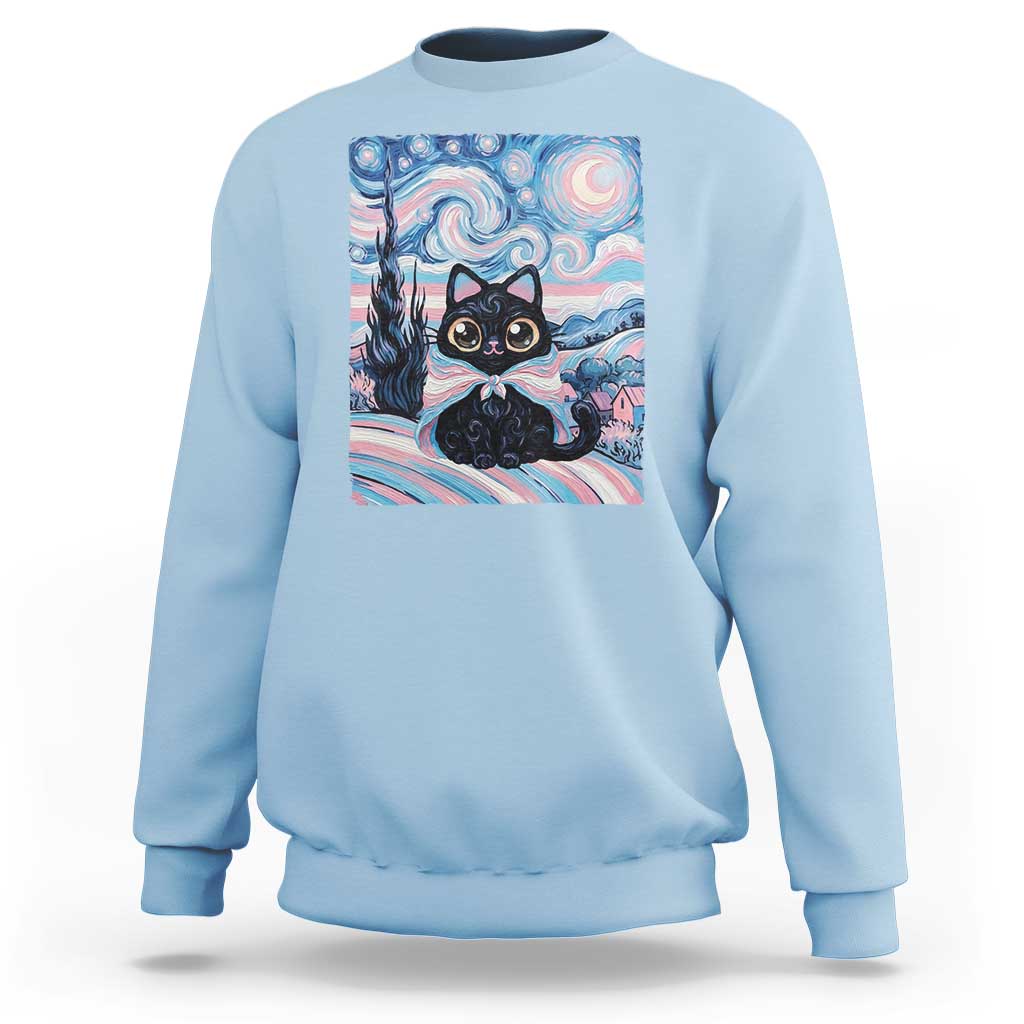 Funny Transgender Cat Starry Night Sweatshirt LGBTQ Pride Support Gift