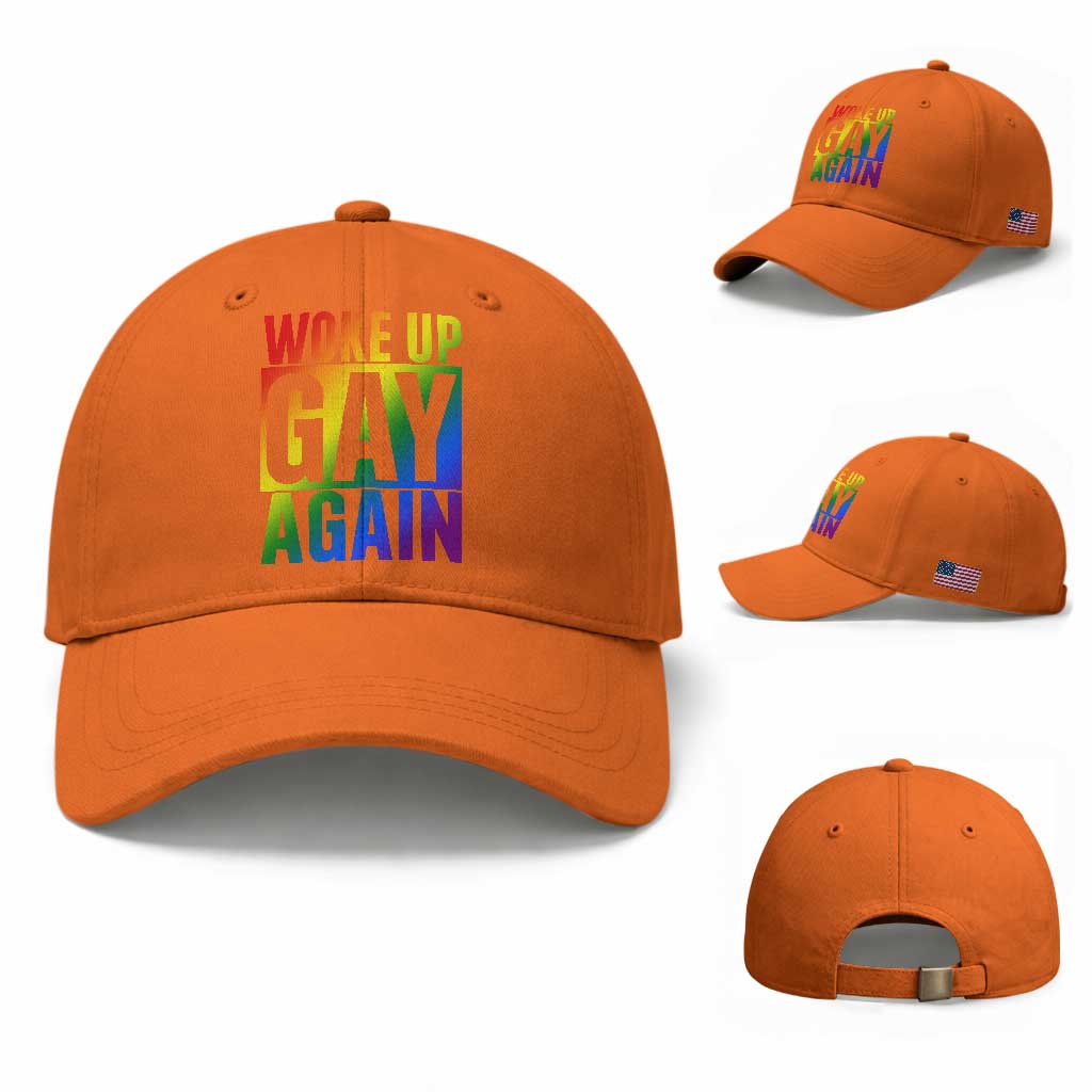 Funny LGBTQ Pride Month Baseball Cap Woke Up Gay Again