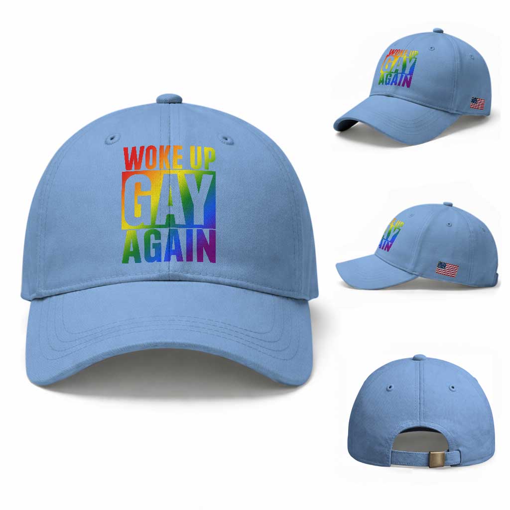 Funny LGBTQ Pride Month Baseball Cap Woke Up Gay Again