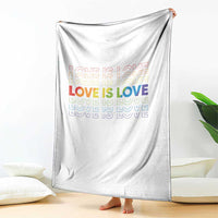 Love Is Love Rainbow Typography Throw Blanket LGBTQ Support Gift