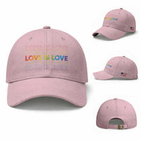 Love Is Love Rainbow Typography Baseball Cap LGBTQ Support Gift