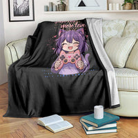 Just One More Game Throw Blanket Cute Girl Playing Game Humor Gift - Wonder Print Shop
